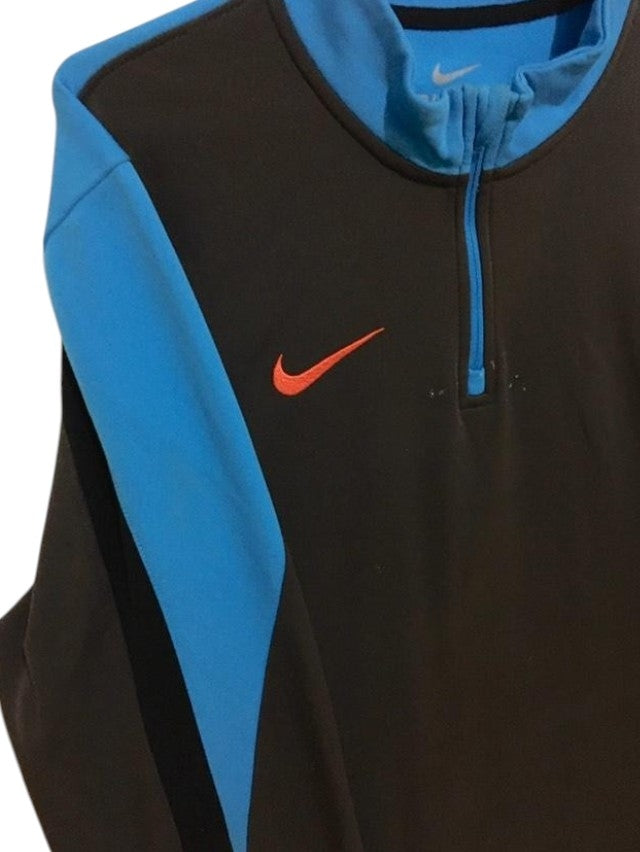 Blusa Nike Dri-Fit Meio Zíper Masculina - Preta e Azul