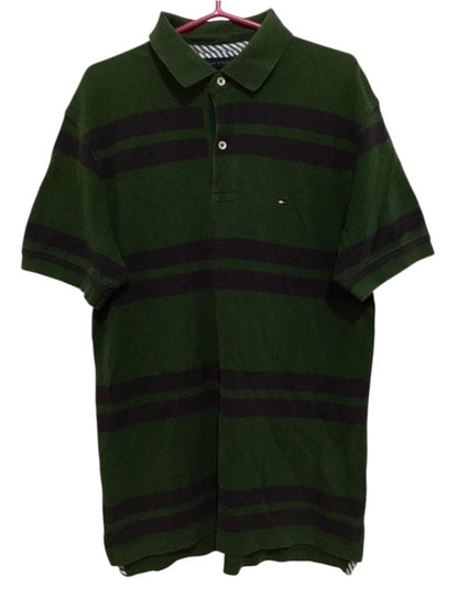 Camisa Polo Tommy Hilfiger Original Listrada Verde Militar