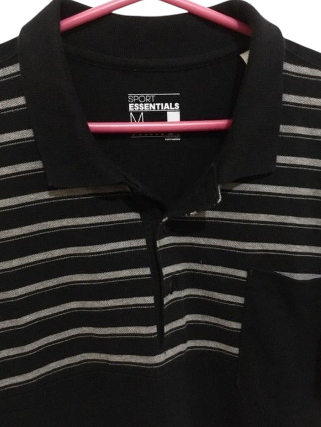 Camisa Polo Adidas Climalite Sport Essentials - Preta com Listras