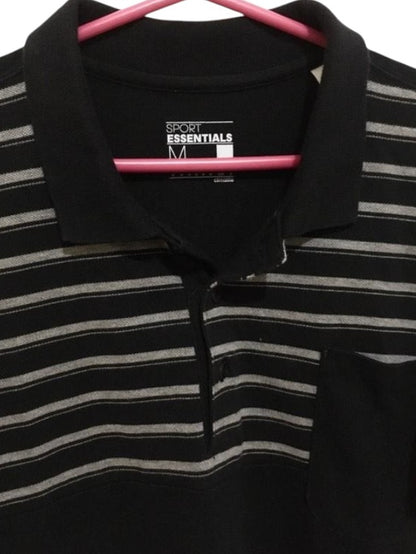 Camisa Polo Adidas Climalite Sport Essentials - Preta com Listras