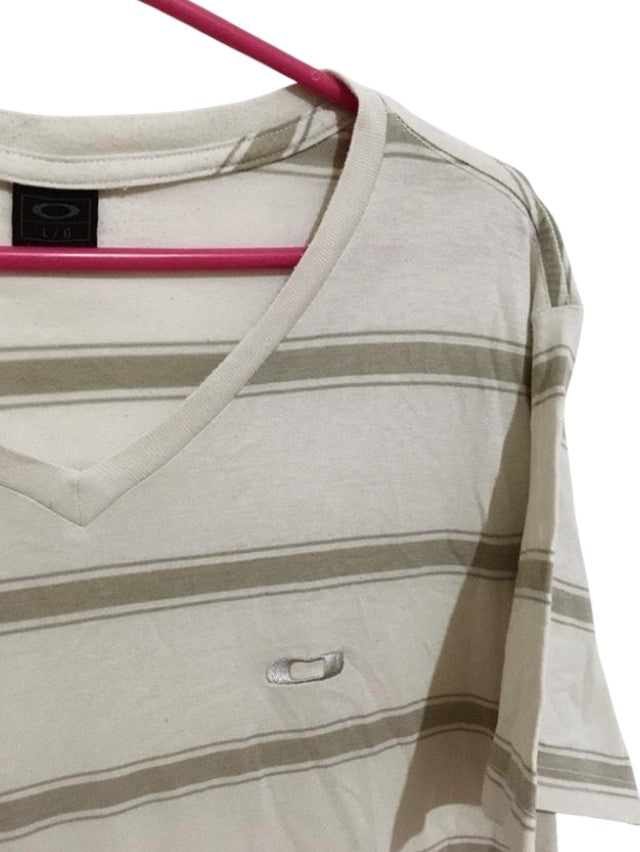 Camiseta Oakley Original Listrada Gola V - Bege/Cáqui