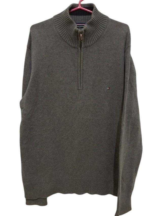 Suéter Tommy Hilfiger Original Meio Zíper - Cinza Chumbo