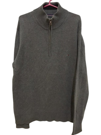 Suéter Tommy Hilfiger Original Meio Zíper - Cinza Chumbo