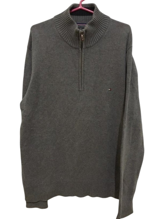 Suéter Tommy Hilfiger Original Meio Zíper - Cinza Chumbo