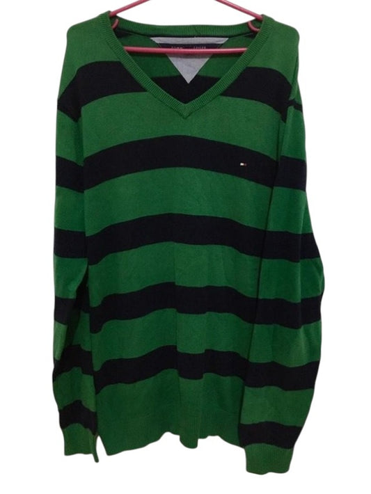 Suéter Tommy Hilfiger Original Listrado Verde e Azul - Gola V