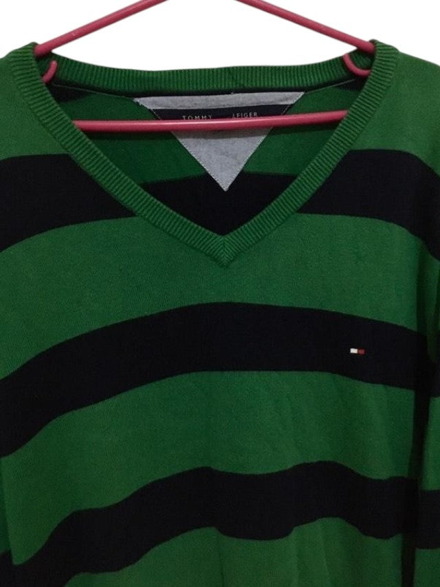 Suéter Tommy Hilfiger Original Listrado Verde e Azul - Gola V