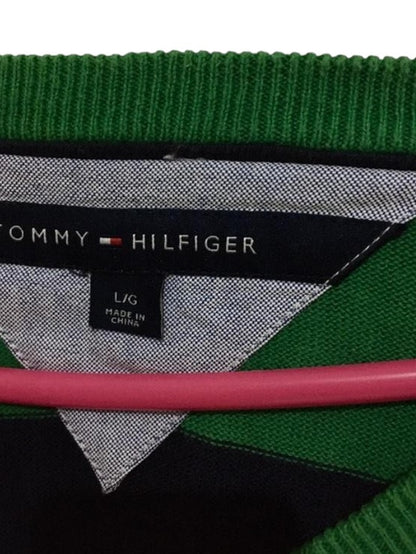 Suéter Tommy Hilfiger Original Listrado Verde e Azul - Gola V